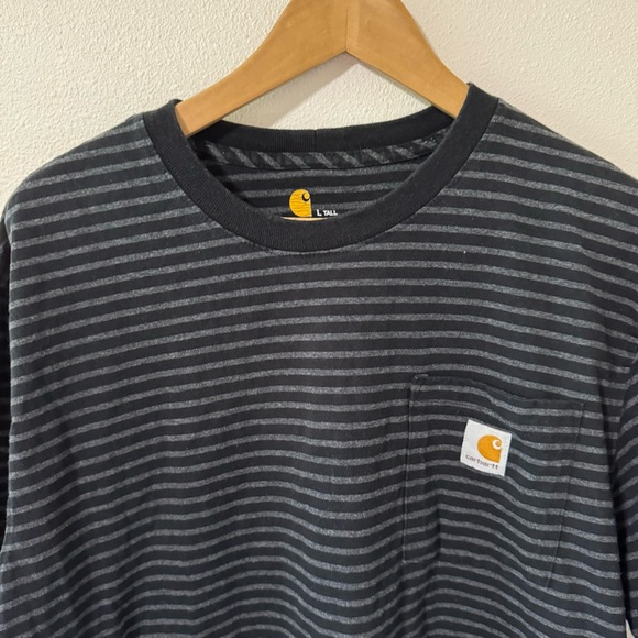 Carhartt Loose Fit Workwear Pocket T-Shirt Gray Stripe-Large Tall - Picture 6 of 8